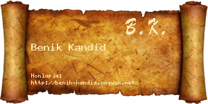 Benik Kandid névjegykártya